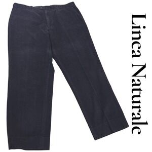 Linea Naturale Mens Navy Blue Corduroy Pants Flat Front Straight Leg Size 40x29
